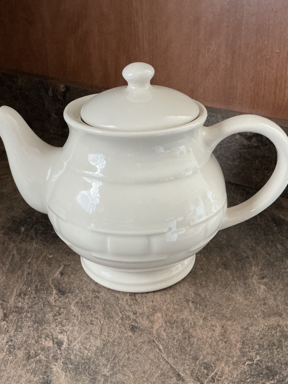 Longaberger Pottery Woven Traditions Large Teapot - Ivory - USA